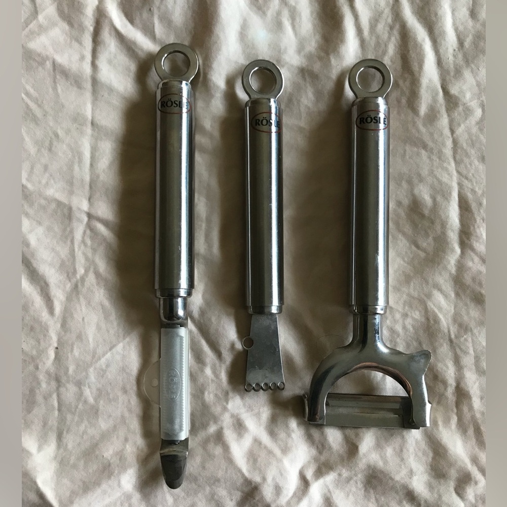Rösle Stainless Steel 3-Piece Vegetable Peeler & Prep Tool Set - Silver